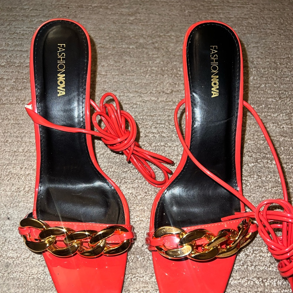 Bright orange FN heels Size 10US - Picture 3 of 7
